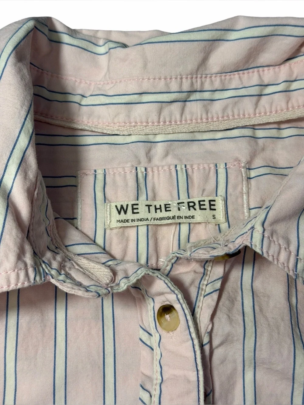 Free People We The Free Striped Varsity Vibes Shirt In Pink Combo size small